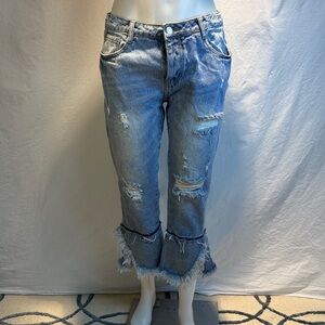 Signature8 Light Blue Distressed Flare Jeans